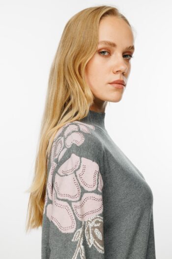 Ghisa Omuzları Desen  Detaylı Triko Tunik-4664