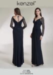 Kenzel Kolları Taş Detaylı Abiye Elbise-9084