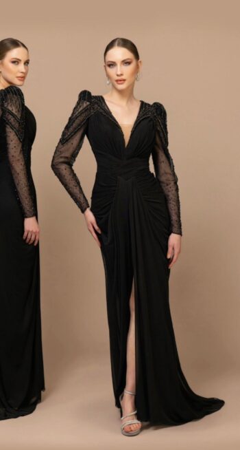 Kenzel Kolu Taş Detaylı Abiye Elbise-7011