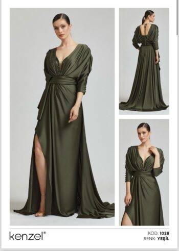 Kenzel Omuz Detaylı Abiye Elbise-1028
