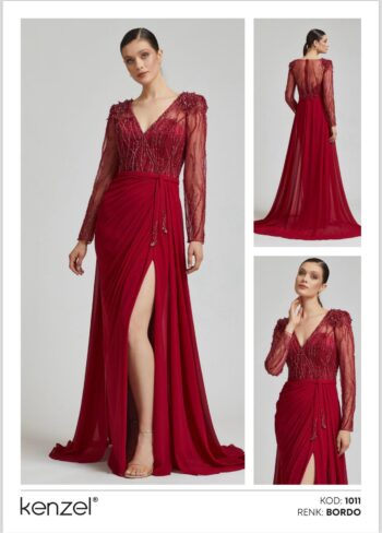 Kenzel Taş Detaylı Abiye Elbise-1011