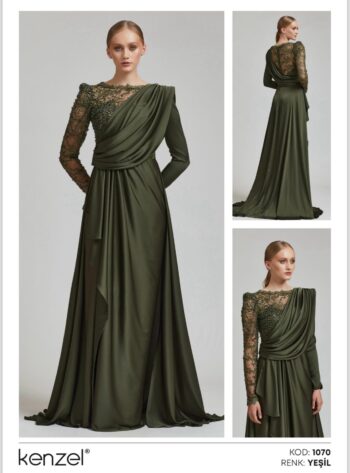 Kenzel Taş Detaylı Abiye Elbise-1070