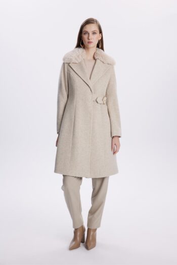 Zühre Yaka Kürk Detaylı Kaşe Kaban-13404