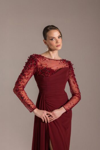 Kenzel Taş Detaylı Abiye Elbise-25082