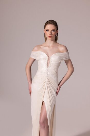 Kenzel Yaka Taş Detaylı Abiye Elbise-7162