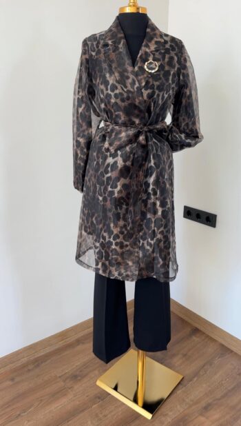 Grimiss Leopar Desenli Ceketli Üçlü Takım-2583