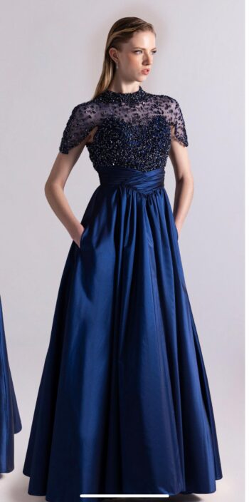 Kenzel Taş Detaylı Abiye Elbise-A25084