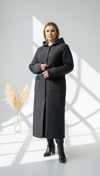 Berin Kapüşonlu Torba Cep Detaylı Kapitone Kaban-1486