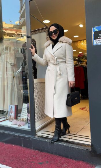 Berin Yaka Kürk Detaylı Kaşe Kaban-1184