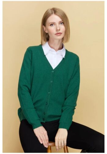 Desen Triko Kadın V Yaka Basic Yün Hırka-21021