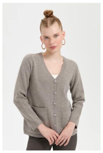 Desen Triko Kadın V Yaka Basic Yün Hırka-24043