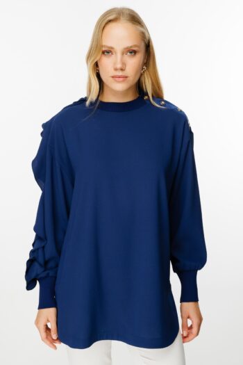 Ghisa Omuz Fırfır Detaylı Triko Tunik-4481