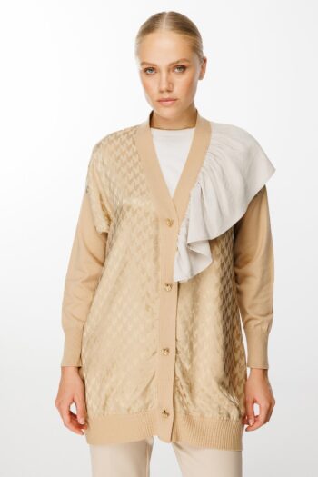 Ghisa Yaka Fırfırlı Merserize Hırka-3603