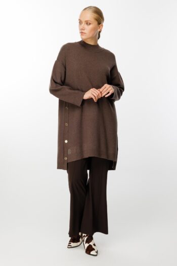 Ghisa Yanları Düğme Detaylı Triko Tunik-4656