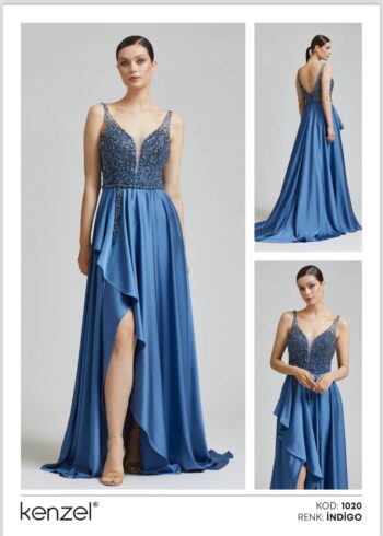 Kenzel Büstiyeri Taş Detaylı Abiye Elbise-1020