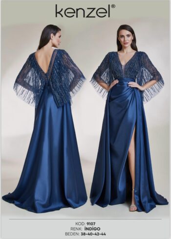 Kenzel Büstiyeri Taş Detaylı Abiye Elbise-9107
