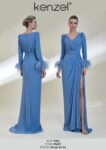Kenzel Kolları Otriş Detaylı Abiye Elbise-9021