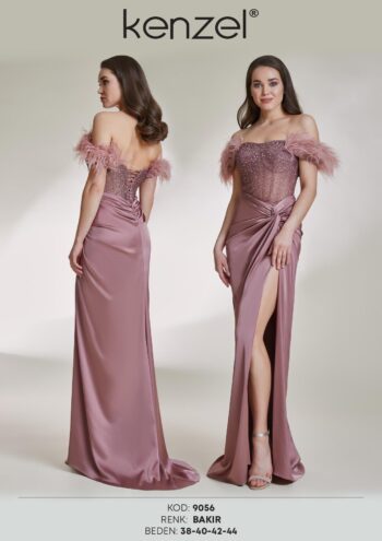 Kenzel Otriş Detaylı Abiye Elbise-9056