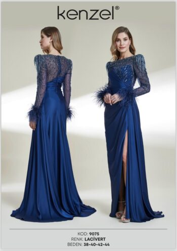 Kenzel Özel Tasarım Saten Abiye Elbise-9075