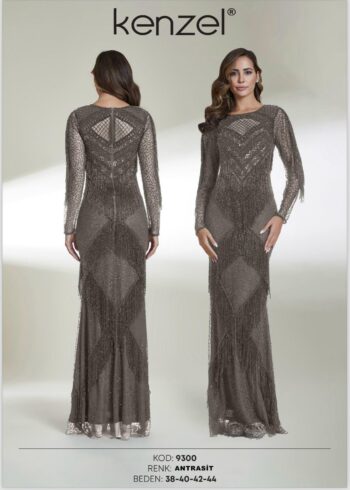 Kenzel Tamamı Taş Detaylı Abiye Elbise-9300