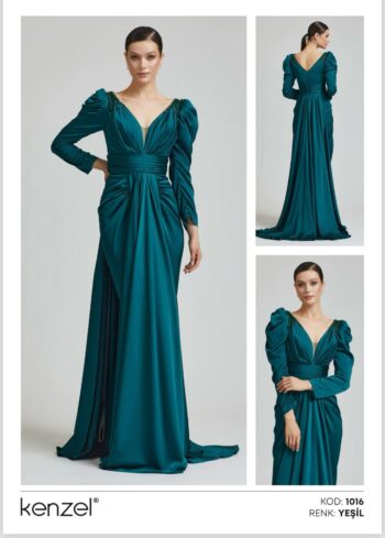Kenzel Taş Detaylı Abiye Elbise-1016
