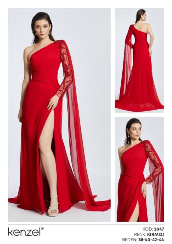 Kenzel Taş Detaylı Abiye Elbise-2047