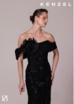 Kenzel Yaka Detaylı Tamamı Payetli Abiye Elbise-25106