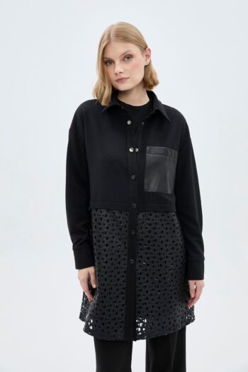 Zühre Güpür ve Deri Detaylı İkili Tunik-1405