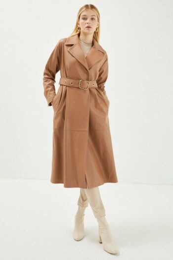 Zühre Kapüşonlu Kemer Detaylı Deri Kap-13302