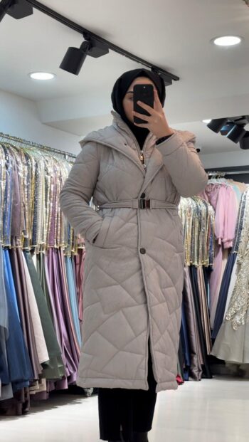 Zühre Kapüşonlu Kemerli Şişme Kaban-13417