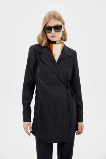 Zühre Kruvaze Yaka Yan Bağlama Detaylı İkili Takım-1330