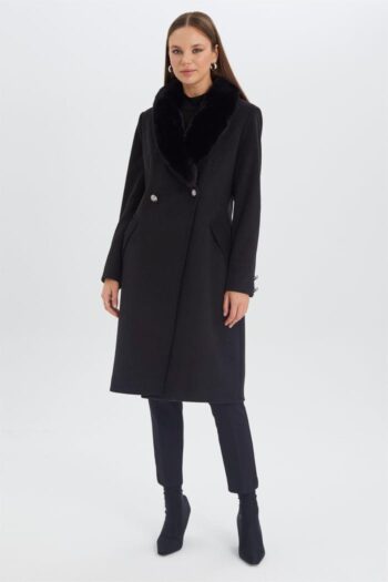 Zühre Yaka Kürk Detaylı Kaşe Kaban-13092