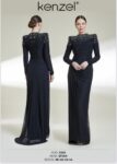 Kenzel Omzu Taş Detaylı Abiye Elbise-9205