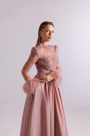 Kenzel Taş Detaylı Abiye Elbise-A25100