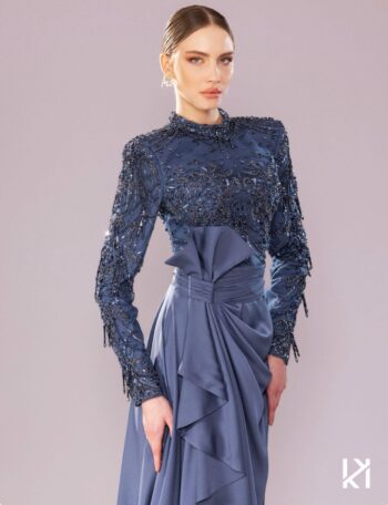 Kenzel Üst Beden Tamamı Taş Detaylı Abiye Elbise-7208