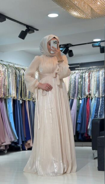 New Elegans Büzme Abiye Elbise-2381