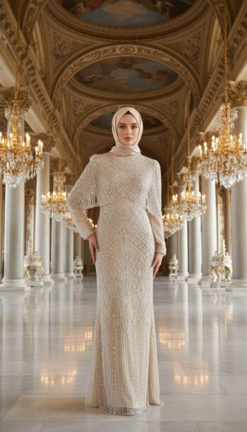 Pınar Şems Pelerin Detaylı Abiye Elbise-Ayçıl