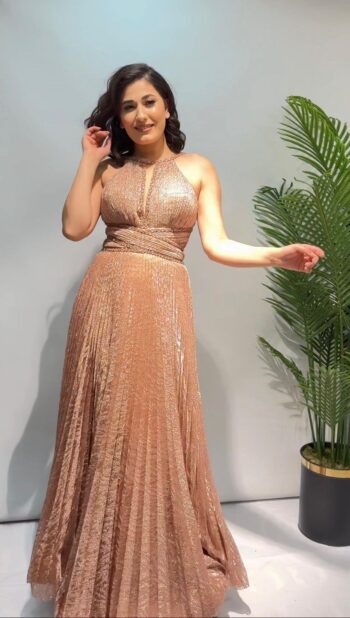 So Lady Sim İşlemeli Kumaş Piliseli Abiye Elbise-1048