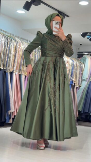 Suenna Taş Detaylı Abiye Elbise-9220 İADE