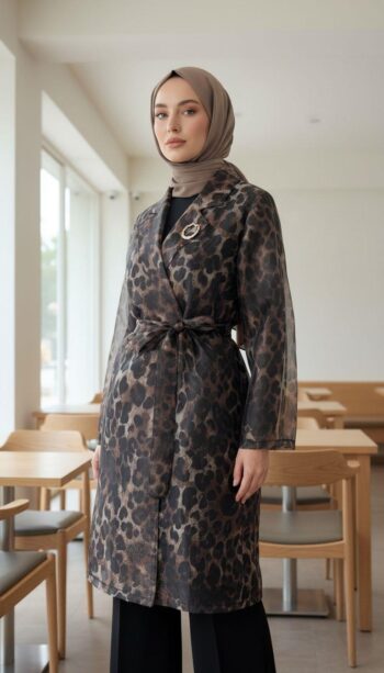 Grimiss Leopar Desenli Ceketli Üçlü Takım-2583