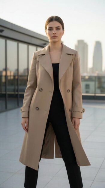 Zms Kolları Düğme Detaylı Trençkot-2419