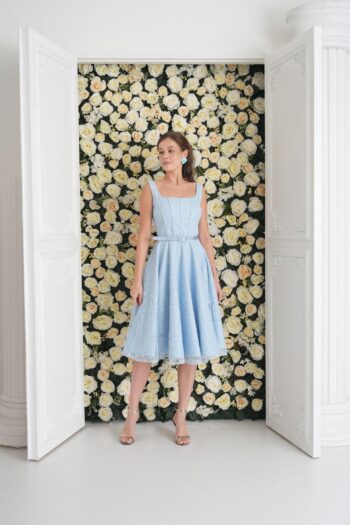 Balen Tamamı Güpür Detaylı Midi Boy Abiye Elbise-165