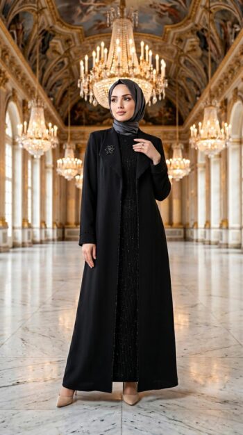 Grimiss İçi Taş Detaylı İkili Takım Abaya Takım-2605