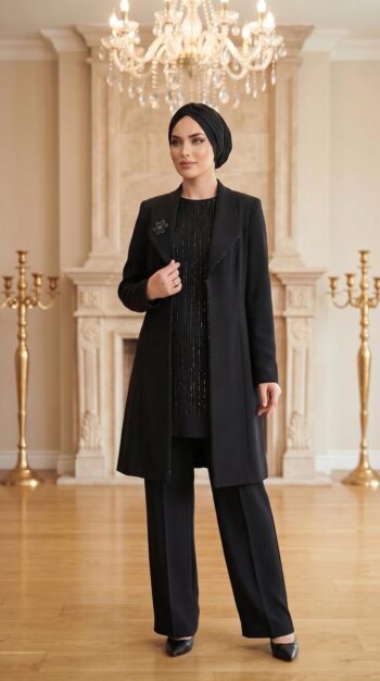 Grimiss Yaka Taş Detaylı Pantolonlu Takım-2517