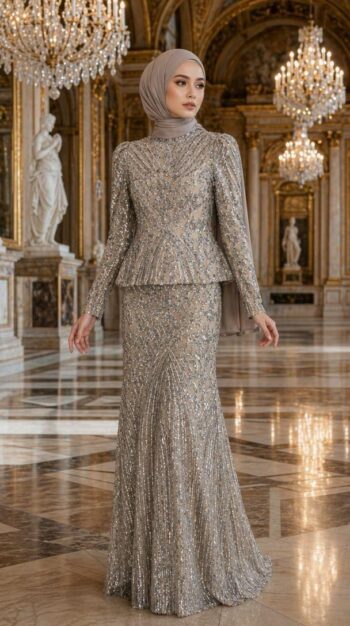 New Elegans Tamamı Payetli Abiye Elbise-2508