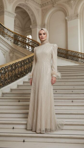 Pınar Şems Tamamı Taşlı Abiye Elbise-AYGEN