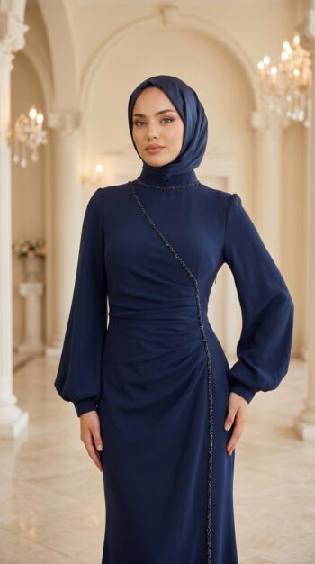 Çınar Özkan Taş İşlemeli Abiye Elbise-5253