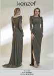 Kenzel Kolları Taş Detaylı Abiye Elbise-9151