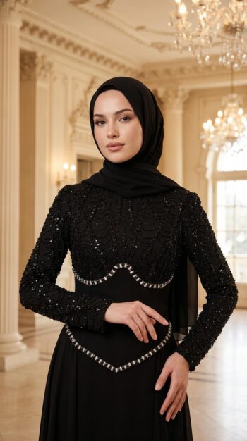 New Elegans Korse Detaylı Abiye Elbise-2503