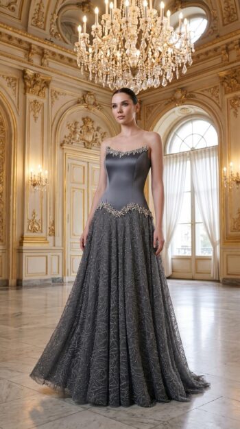So Lady Yaka Taş Detaylı Abiye Elbise-4054